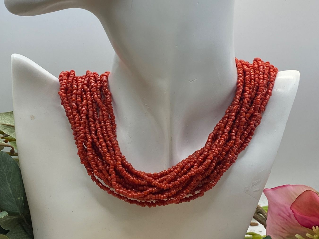 Catenine: Altes Korallen-Collier mit Silberverschluss – Usato da Luzern venduto da S.Kern01 2