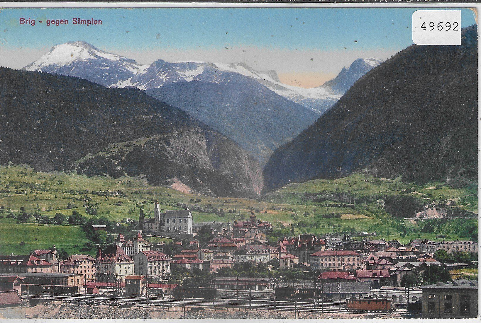 Cartes postales: Brig gegen Simplon mit Bahnhof - Litho – D'occasion à Ettingen par Kartenplanet