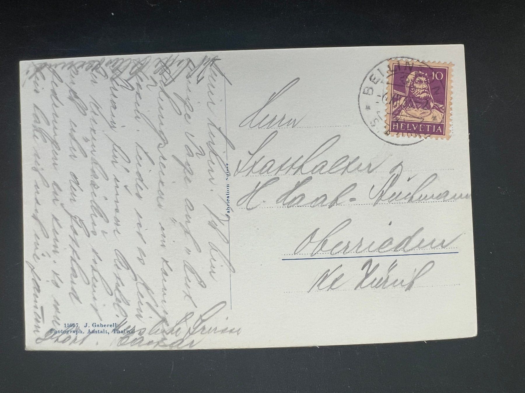 Cartoline postali: Bellinzona  1933 Ansichtskarte (V273) – Usato da Hinwil venduto da Sidi4 1