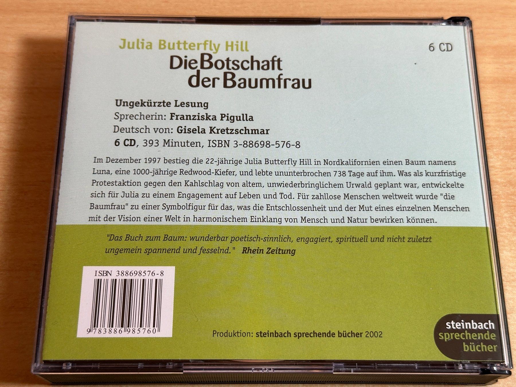 Audiolibri: Julia Butterfly Hill - Die Botschaft der Baumfrau - 6 CD – Usato da Rikon im Tösstal venduto da Alpenmutz 3