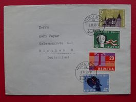 1958, Nr.334-337 Satzbrief vom 2.Ausgabetag MINIUSIO, sauber