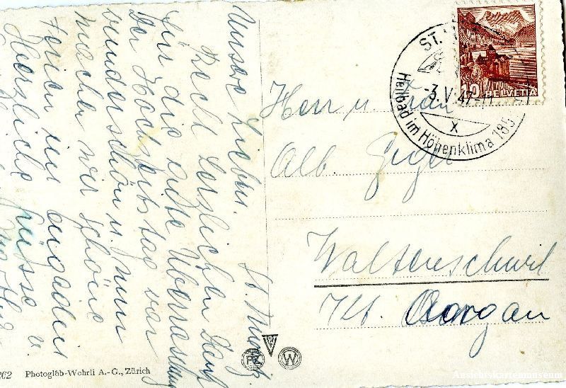 Cartoline postali: St. Moritz Bad + 1947 – Usato da Emmenbrücke venduto da teestube 1