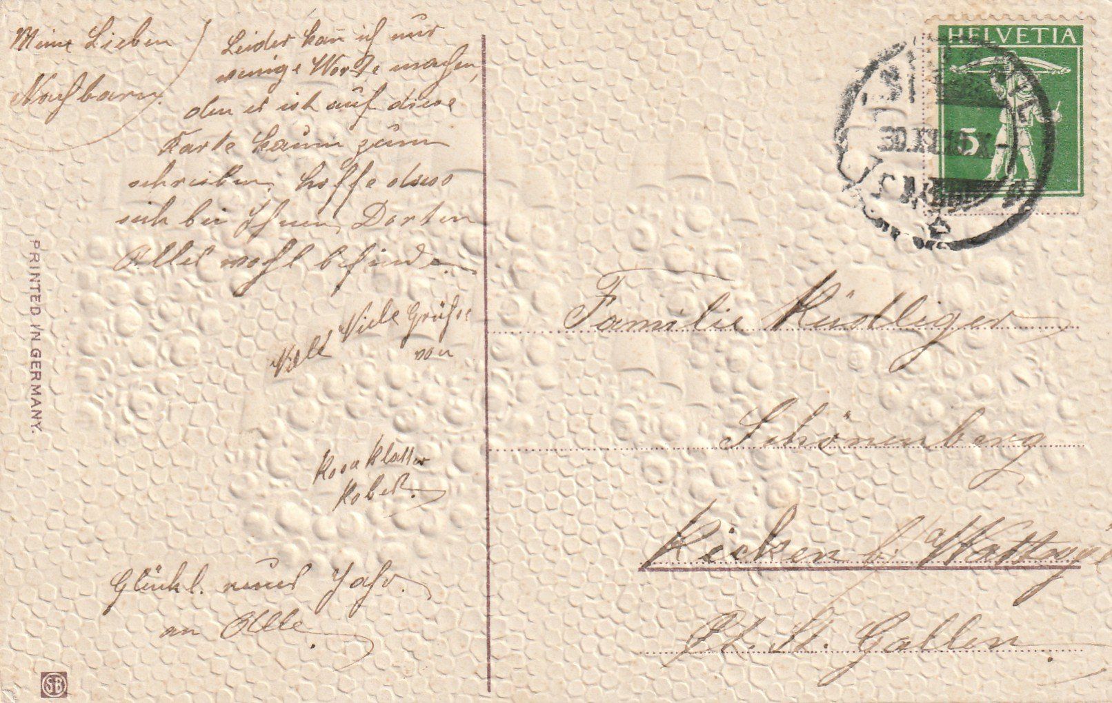 Cartoline postali: Neujahr 1911 Prägekarte – Usato da Rorschacherberg venduto da fratovi2 1
