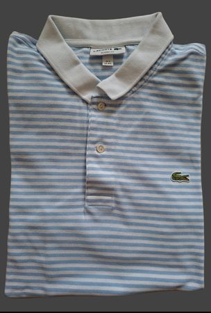 Polo Lacoste rayé bleu et blanc, taille 4XL,