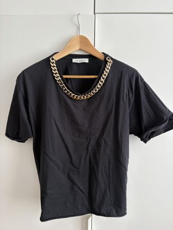 Sandro T-Shirt schwarz mit Kette Grösse 3 Baumwolle