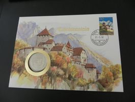 Münzbrief Liechtenstein 1992 mit 5 Franken 1989