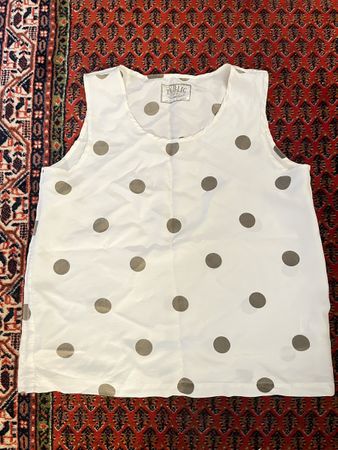 Vintage Seidentop Seide weiss Polka Dots Gr. 42