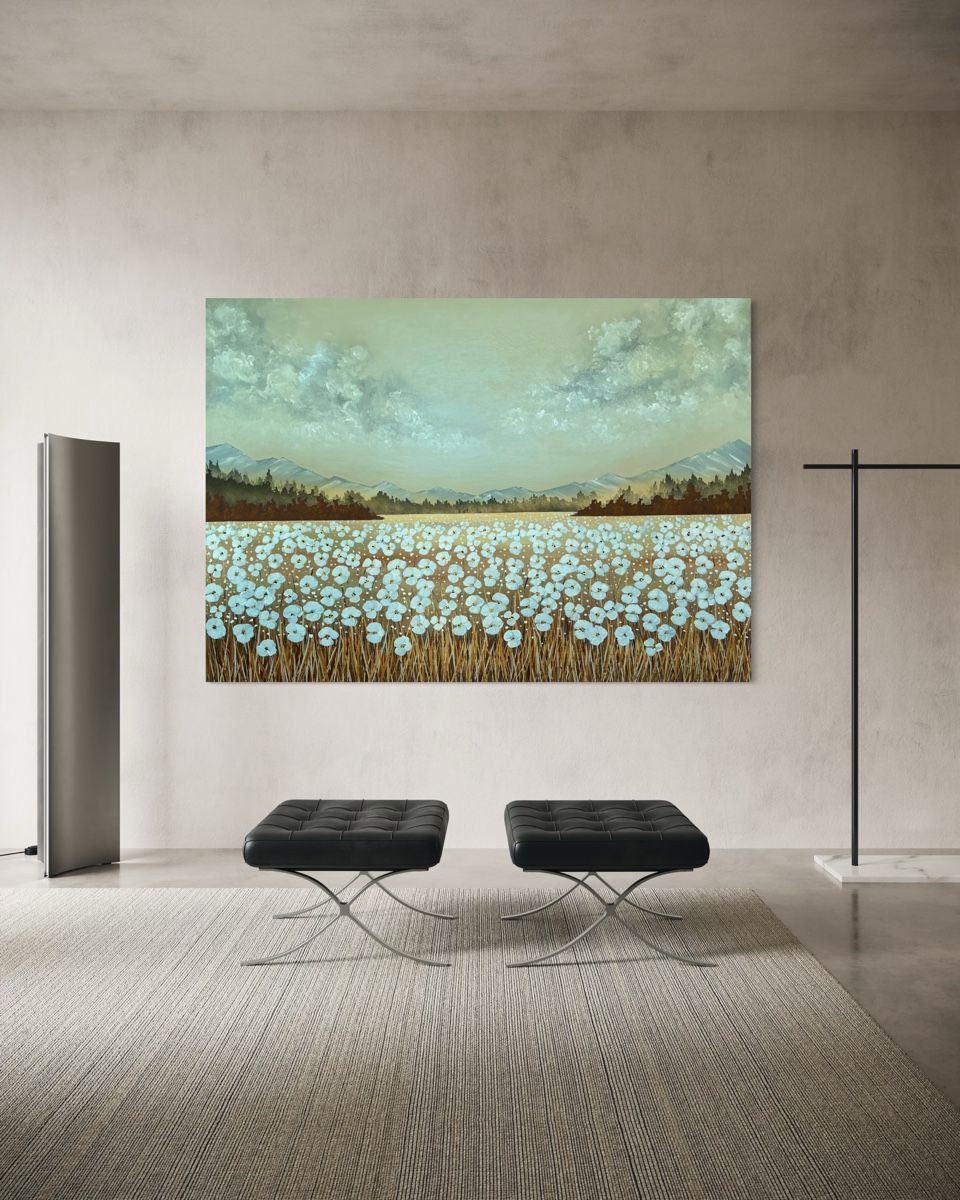 Dipinti: „Rural Scene" Extra Large Golden Landscape – Nuovo e nell'imballaggio originale da Uznach venduto da Spillmannkunst43 3