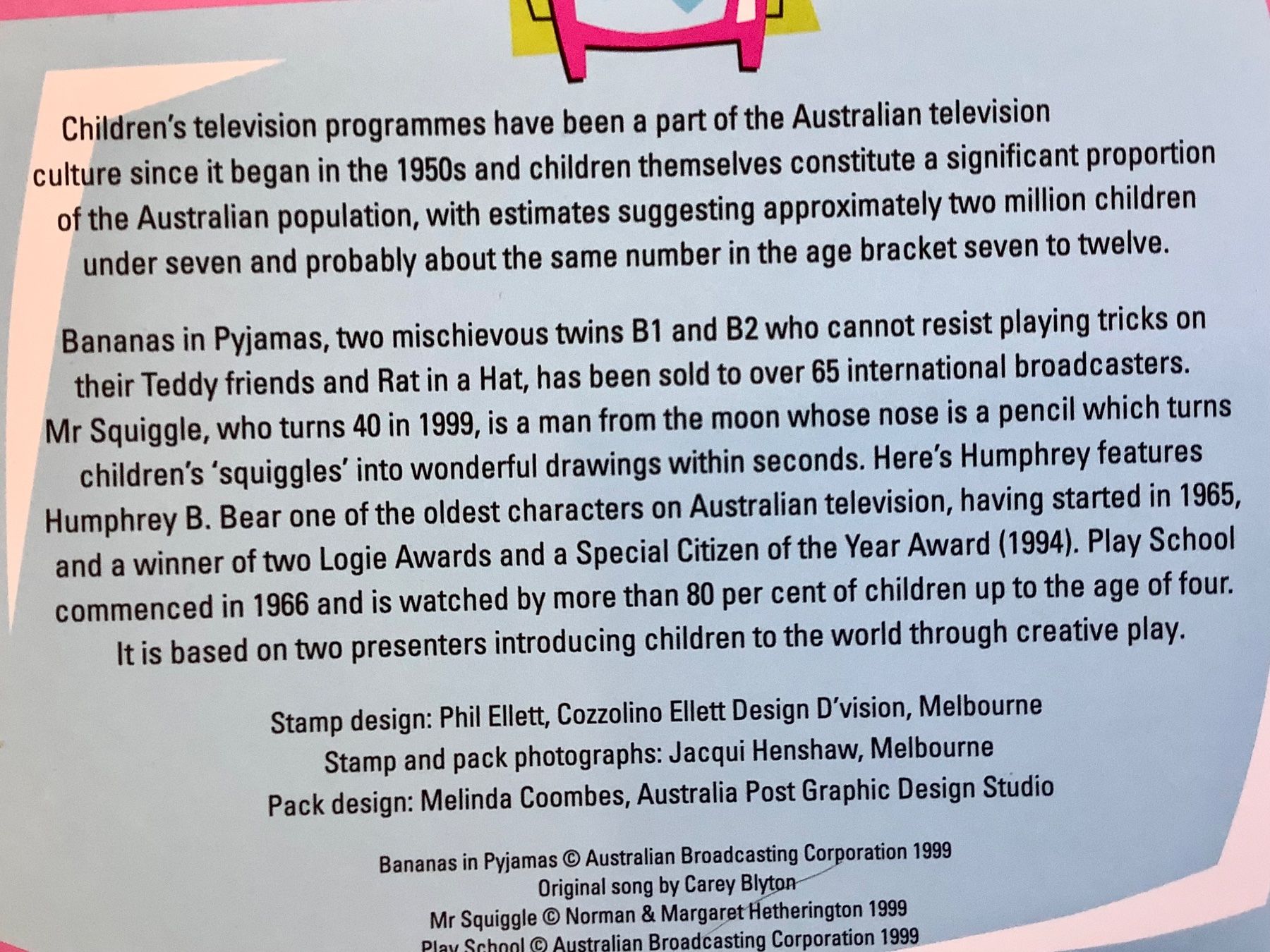 Alle Briefmarken: 1999 - Australische Kinder TV Programme  Bogen ** – Neu (gemäss Beschreibung) aus Liestal von Skunk02 1