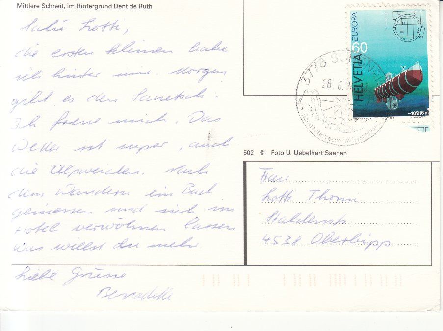 Cartoline postali: Saanenland 1994 – Usato da Bürglen TG venduto da StampGraf 1