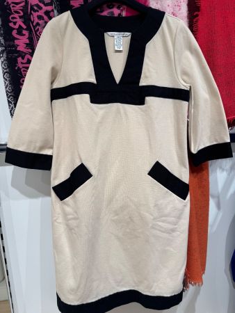 Diane von Furstenberg Kleid, beige/schwarz, Gr. 36
