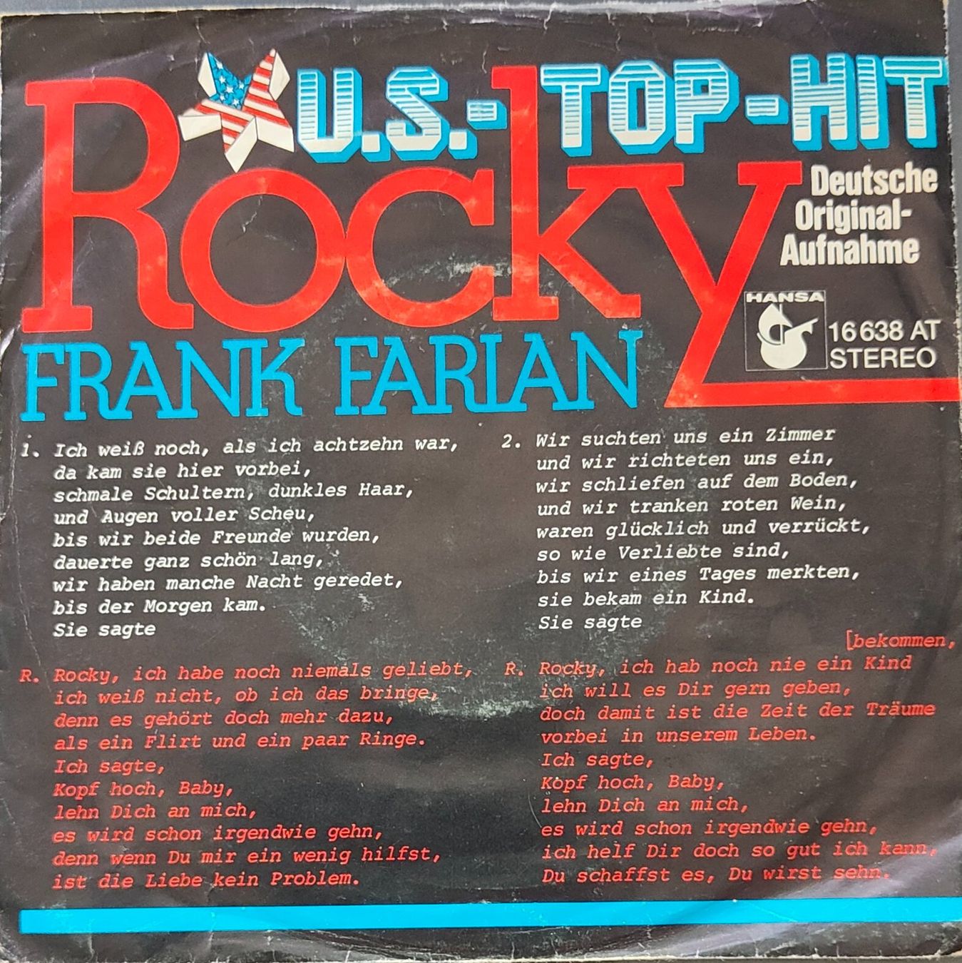 Dischi in vinile: Vinyl Single Frank Farian - Rocky – Usato da Langenthal venduto da Modo39