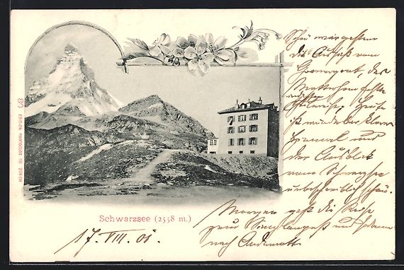 Cartoline postali: Schwarzsee, Ortsansicht mit Berggipfel – Usato da Berlin venduto da bartko-reher