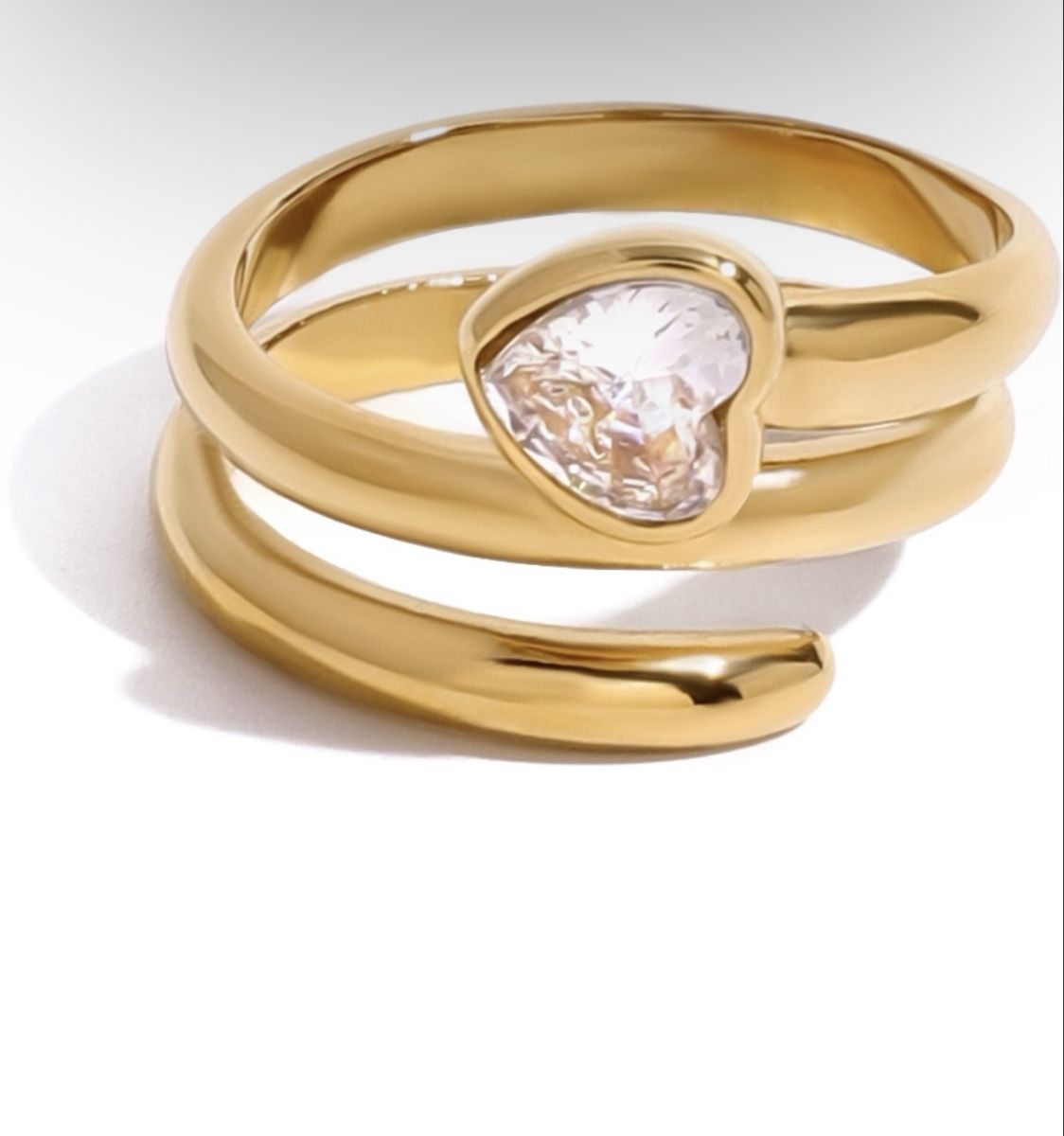 Anelli: Goldring mit Herzstein, Grösse 54 – Nuovo e nell'imballaggio originale da Zürich venduto da dun_k7s7