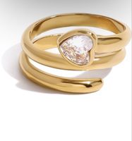 Goldring mit Herzstein, Grösse 54