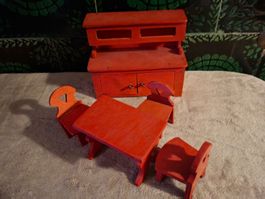 Vintage Puppenhausmöbel-Set aus den 50er Jahren, Puppenhaus