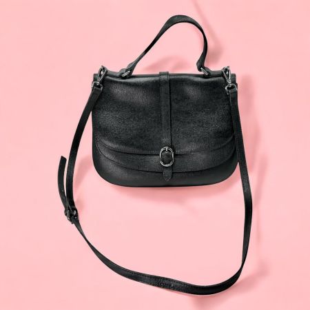 Sac à main POETRY en cuir noir avec bandoulière