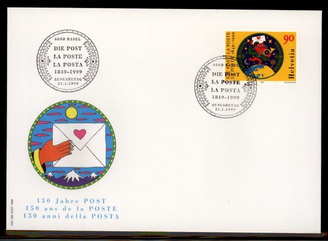 Tutti i francobolli: 1999, FDC, 150 Jahre Post (Nr. 963) – Usato da Willisau venduto da Vollstempel