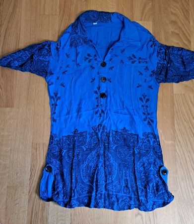 Bohemian Blue Patterned Tunic Top - Size s- Summer Style