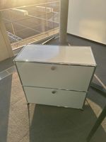 USM Haller Regal 1x2 Reinweiss, 3 Ausziehtüren, 2 Tablare