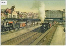 Zürich - Bahnhof mit Dampfzug - Repro