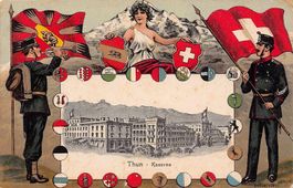 Thun Kaserne Eidg. Militärschulen, gelaufen 1916 Feldpost