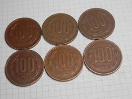 6 x Chile  100 Pesos diverse Jahre siehe Liste