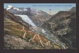 AK Gletsch Grimsel und Furkastrasse Rhonegletscher