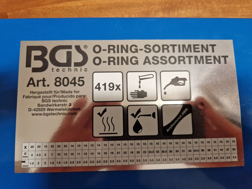 O-Ring Sortiment, Ø 3 - 50 mm, Säure-, Benzin- und Ölbeständig