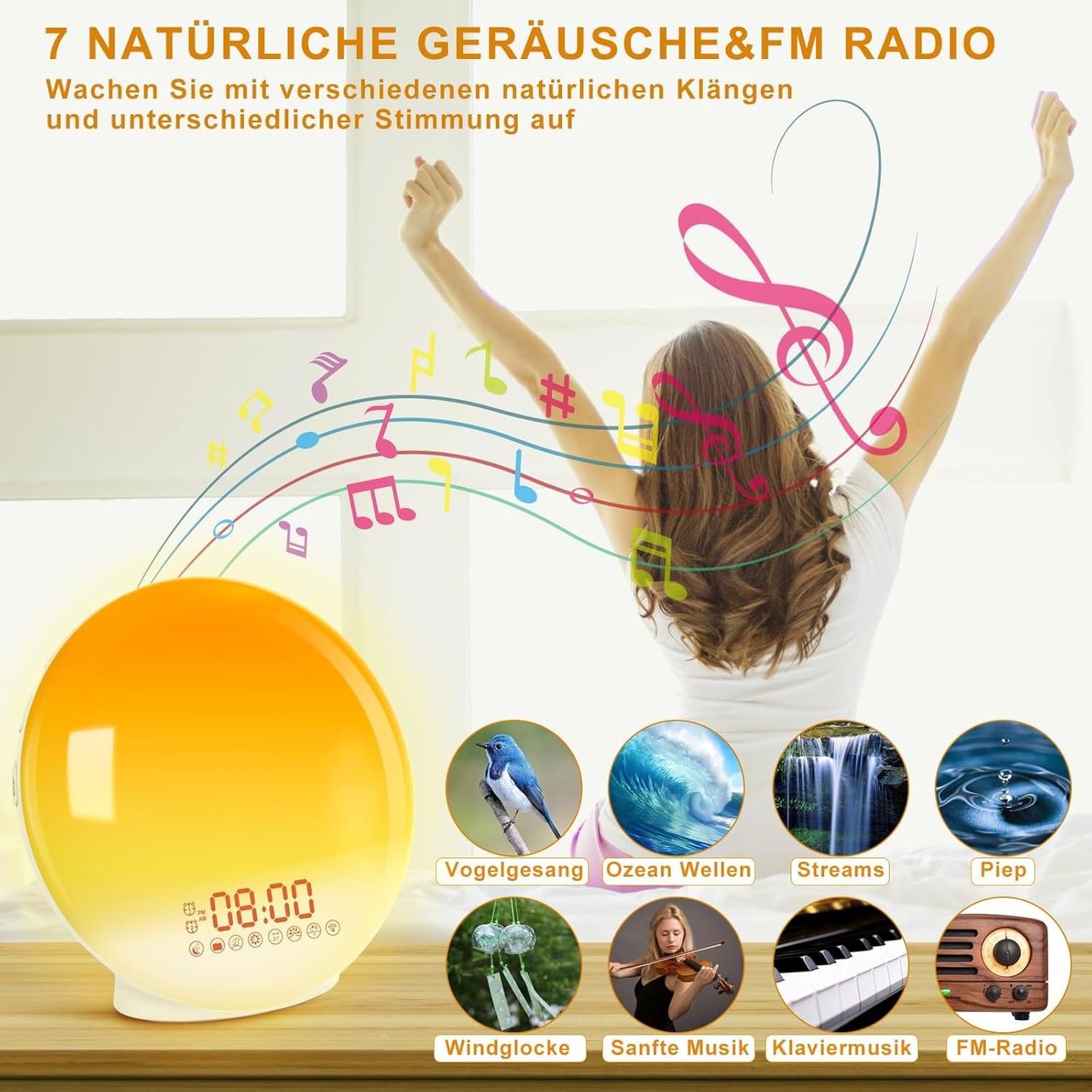 Sveglie: Lichtwecker Radiowecker mit Sonnenaufgangssimulation – Nuovo e nell'imballaggio originale da Châtelaine venduto da topshop.switzerland 5