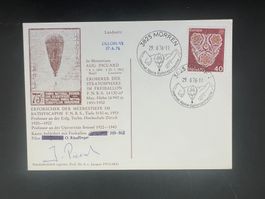 Ballonpostkarte Signatur Prof J. Piccard 1976 Mürren  (V909)