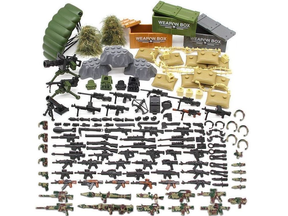Militär-Zelt-Set Für Minifiguren – Kompatibel Mit Lego, WW2 Waffen & Zubehör – Für Dioramen & Spielszenen