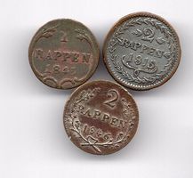 (1959) Schwyz, 3 x 2 Rappen, 1815, 1843, 1846, vz