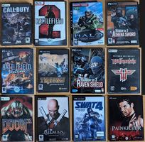 Lot 12 jeux PC FPS/Action boîtes | RTCW, CoD, Doom | VF