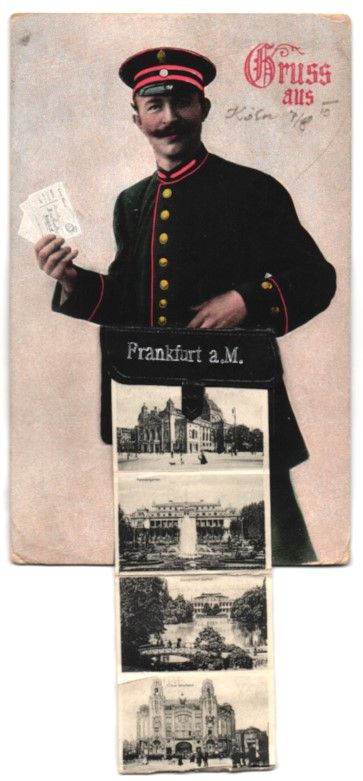 Cartoline postali: Leporello-AK Frankfurt /Main, Briefträg – Usato da Berlin venduto da bartko-reher