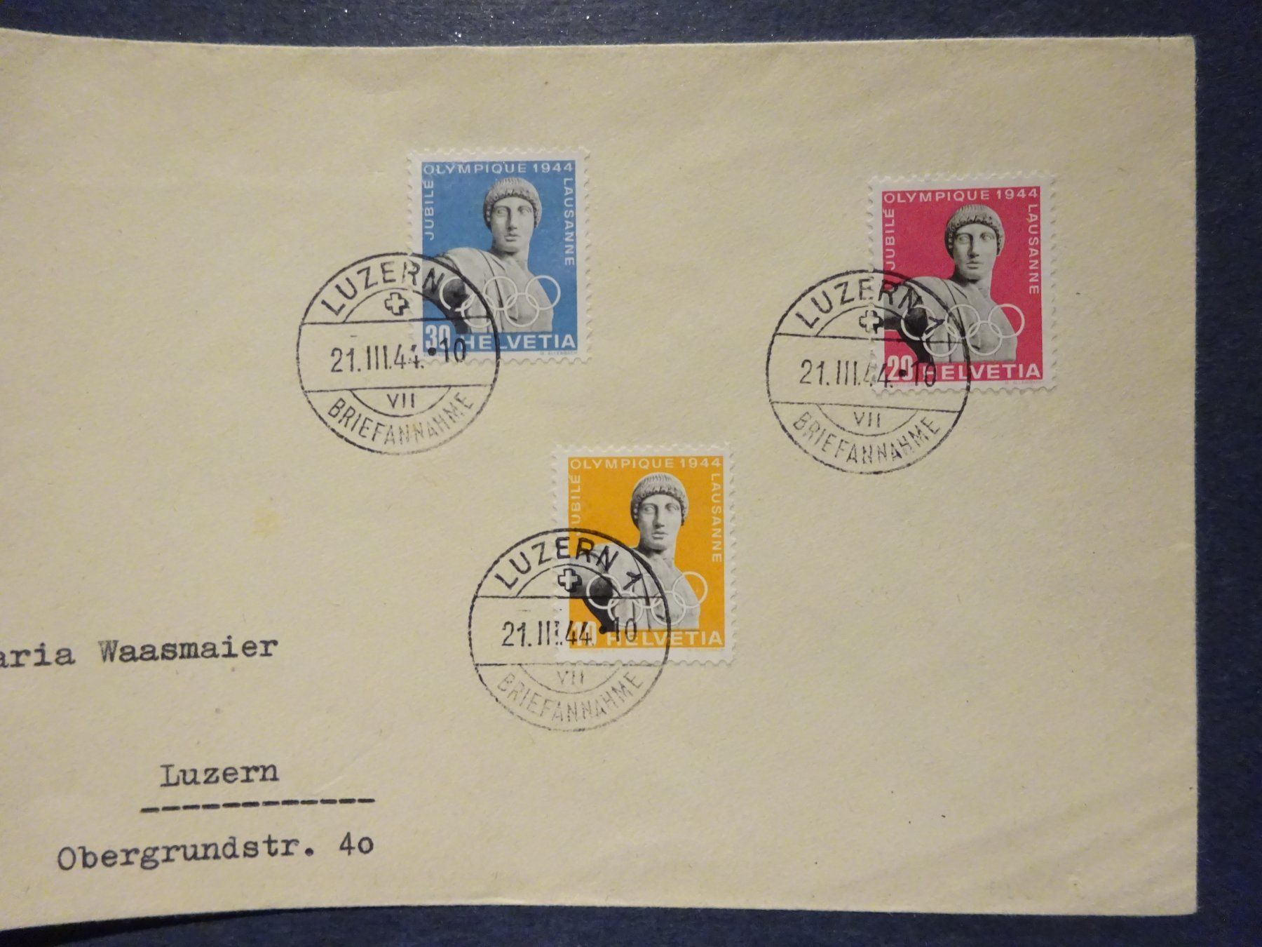 Tutti i francobolli: 1944 Z-Nr. 259-261 FDC – Usato da Appenzell-Steinegg venduto da adi1975 2