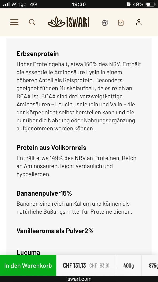 Aliments & Spécialités: ISWARI Super Vegan Protein Banane Vanille – D'occasion à Brenzikofen par Martha_V 3