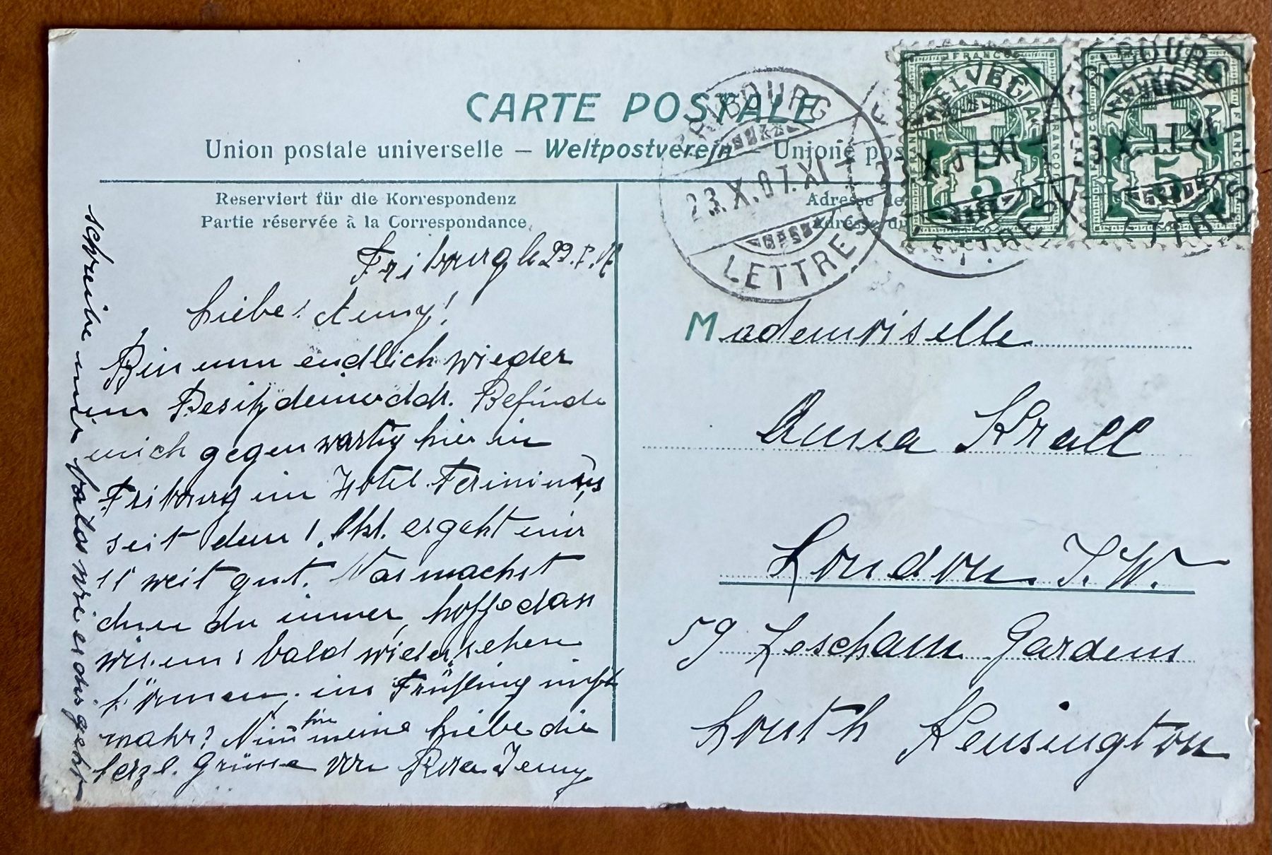 Cartoline postali: Fribourg - Vue générale 1907 – Usato da Lutry venduto da Ediego 1