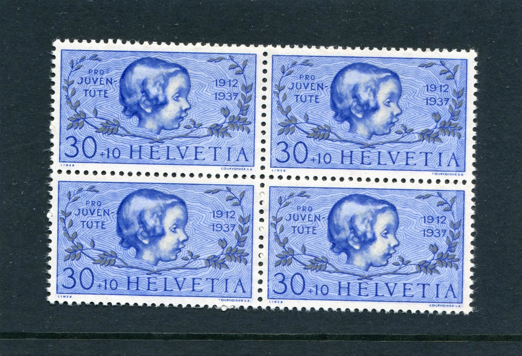 Tutti i francobolli: 1937 Juventute Nr. J 84 V'block postfr. – Usato da Winterthur venduto da Kyoung