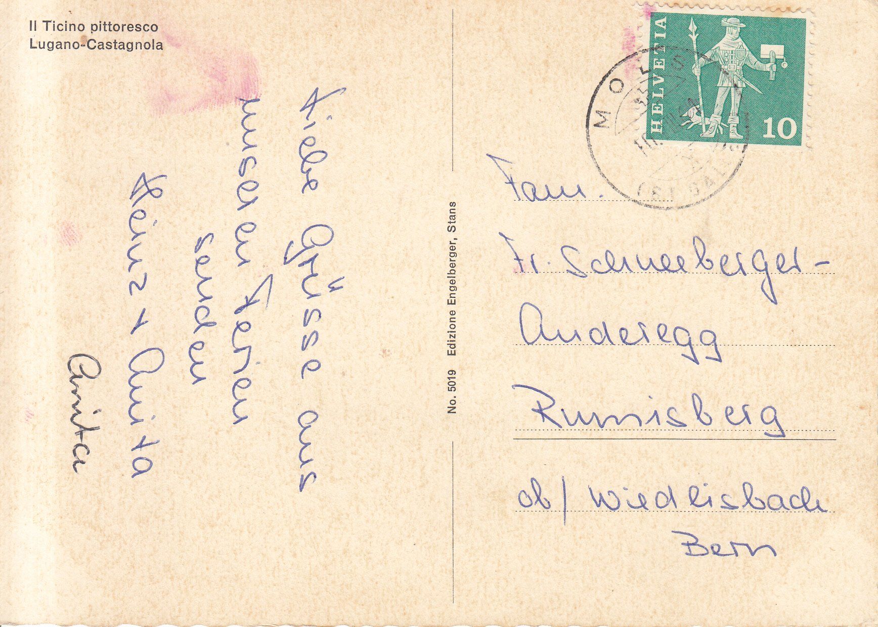 Cartoline postali: Castagnola 1961 – Usato da Bürglen TG venduto da StampGraf 1