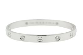 CARTIER Love Bracelet 18K WG 4 Brillanten Gr. 16 B&P *S2799