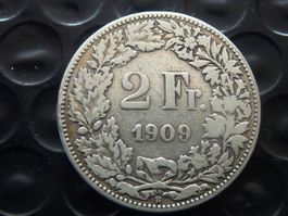 2 Fr. 1909 Auflage 0,30 Mio. Prägungen  - Ungereinigt  -