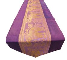 Thai Silk Tischläufer Lila Elefanten Handmade 150–245 cm