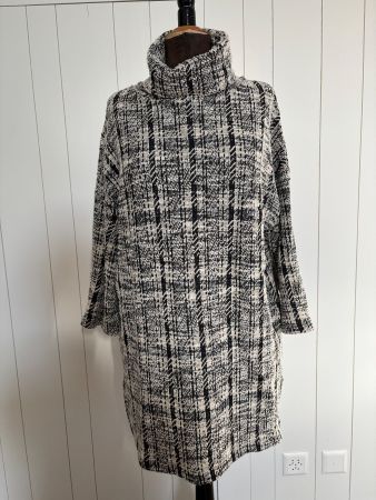 Soyaconcept Strick Kleid Tunika beige/schwarz - Grösse S