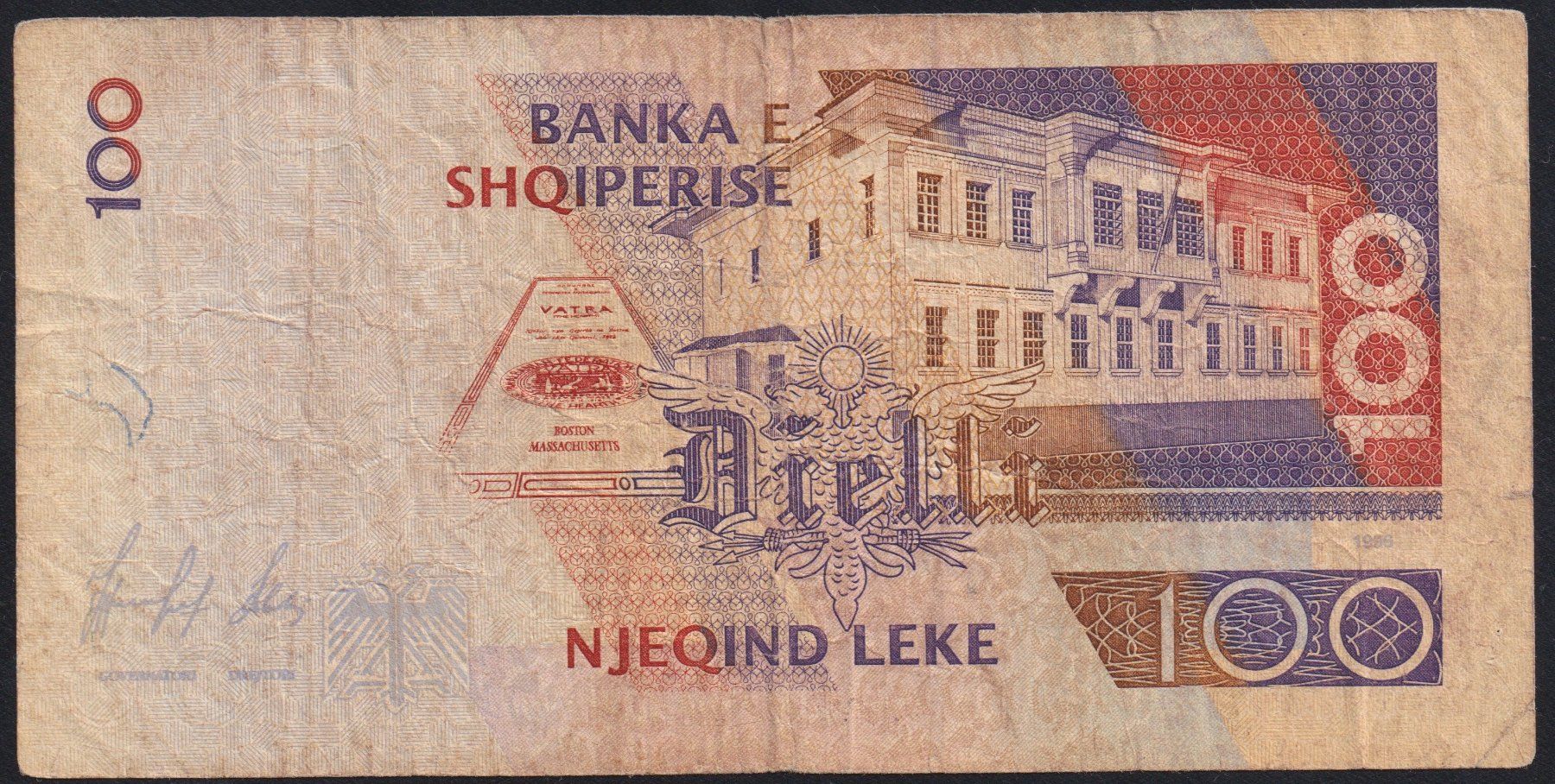 Banconote: Albanien 100 Leke 1996 – Usato da Brugg AG venduto da banknoten_muesli 1