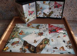 PUZZLE LOUP "HAPPY SKIING" VON HEYE MIT POSTER 500 TEILE