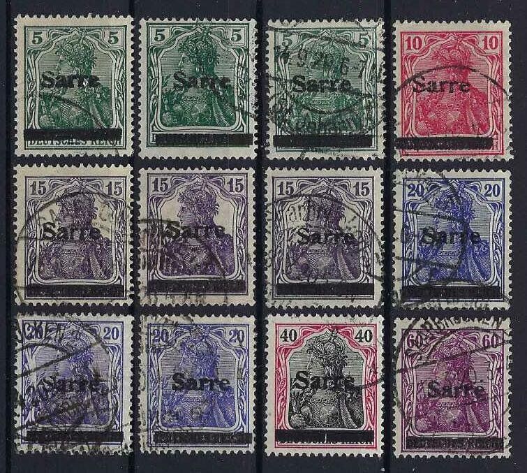Tutti i francobolli: Saargebiet  1920 mit "Sarre"-Aufdruck gest. – Usato da Hitzkirch venduto da walti1959