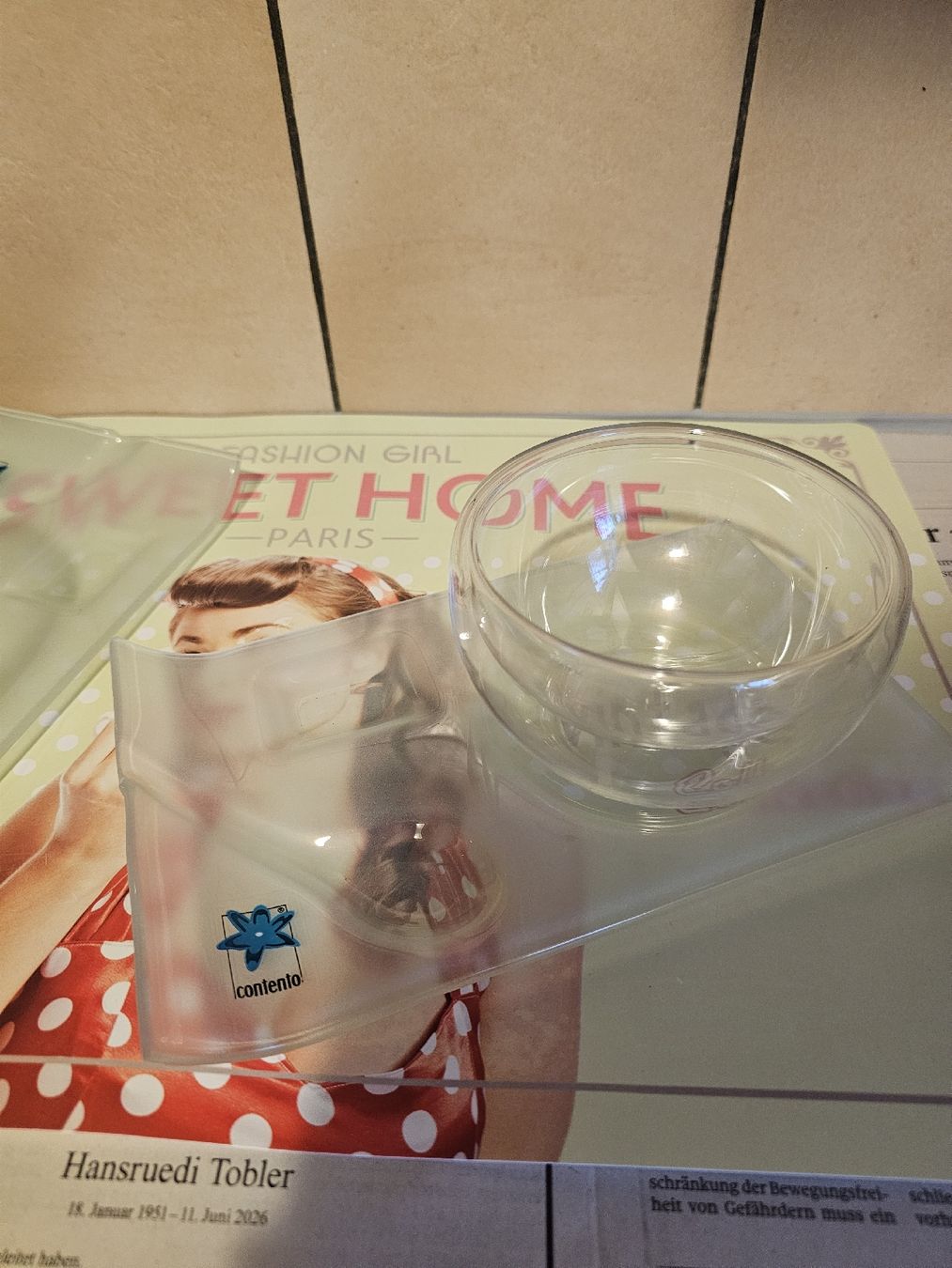 Bicchieri: Contento Glas Set 2er Schalen mit Untersetzer transparent – Usato da Kollbrunn venduto da Kuehnkatz90