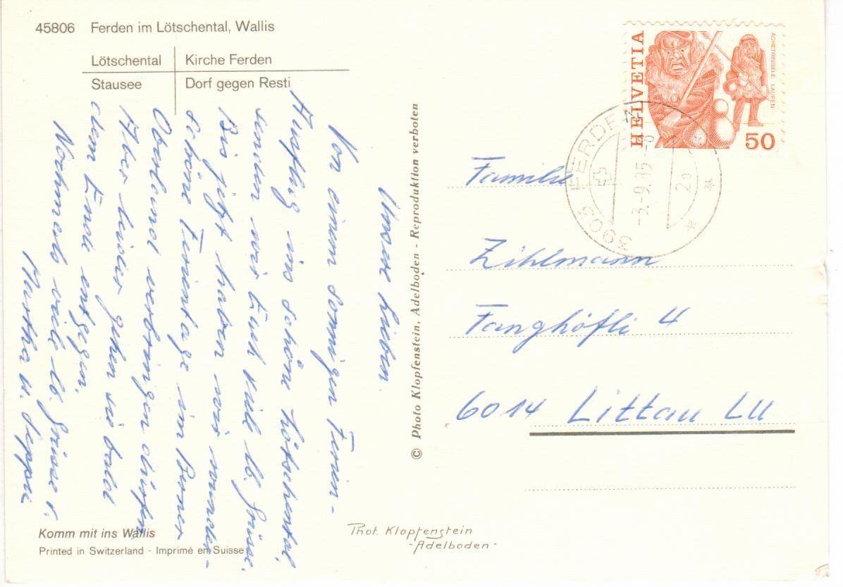 Cartes postales: Ferden Wallis – D'occasion à Wolhusen par Curver9 1