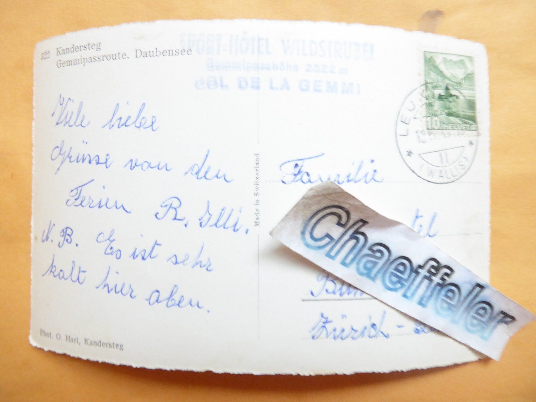 Cartoline postali: Kandersteg, Gemmipassroute, Daubensee – Usato da Zürich venduto da Chaeffeler 1